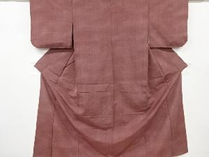 アンティーク　雨縞模様織り出し手織り紬単衣着物(内袖付き)